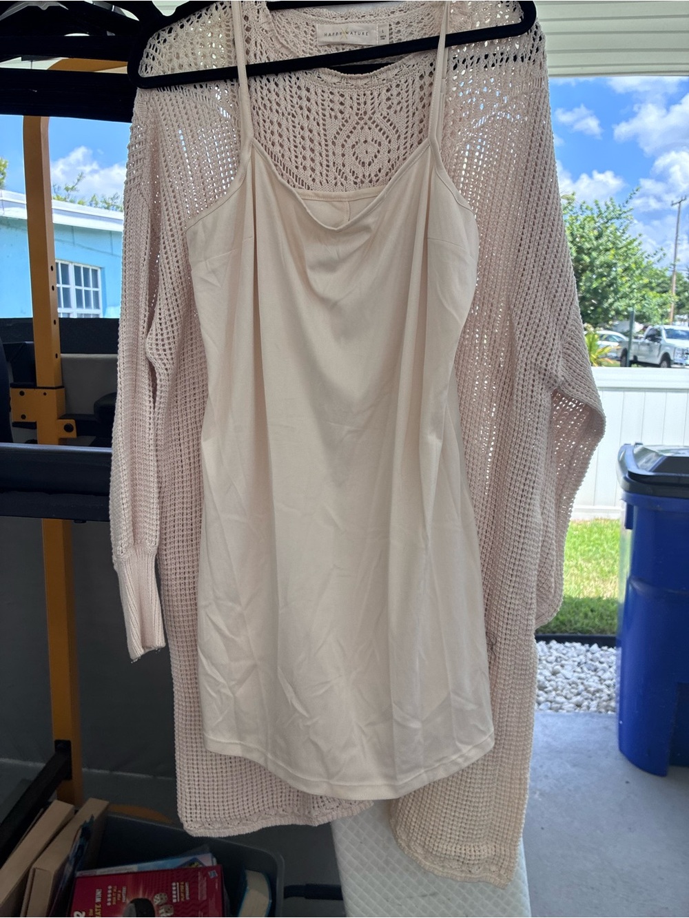 Women's Long Sleeve Layered Slip Dress in Light Pink - Brand Unspecified